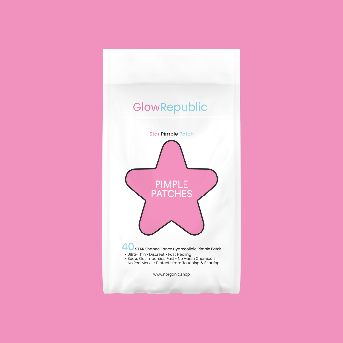 GlowRepublic Pimple Patches – Invisible & Star-Shaped Hydrocolloid Acne Stickers