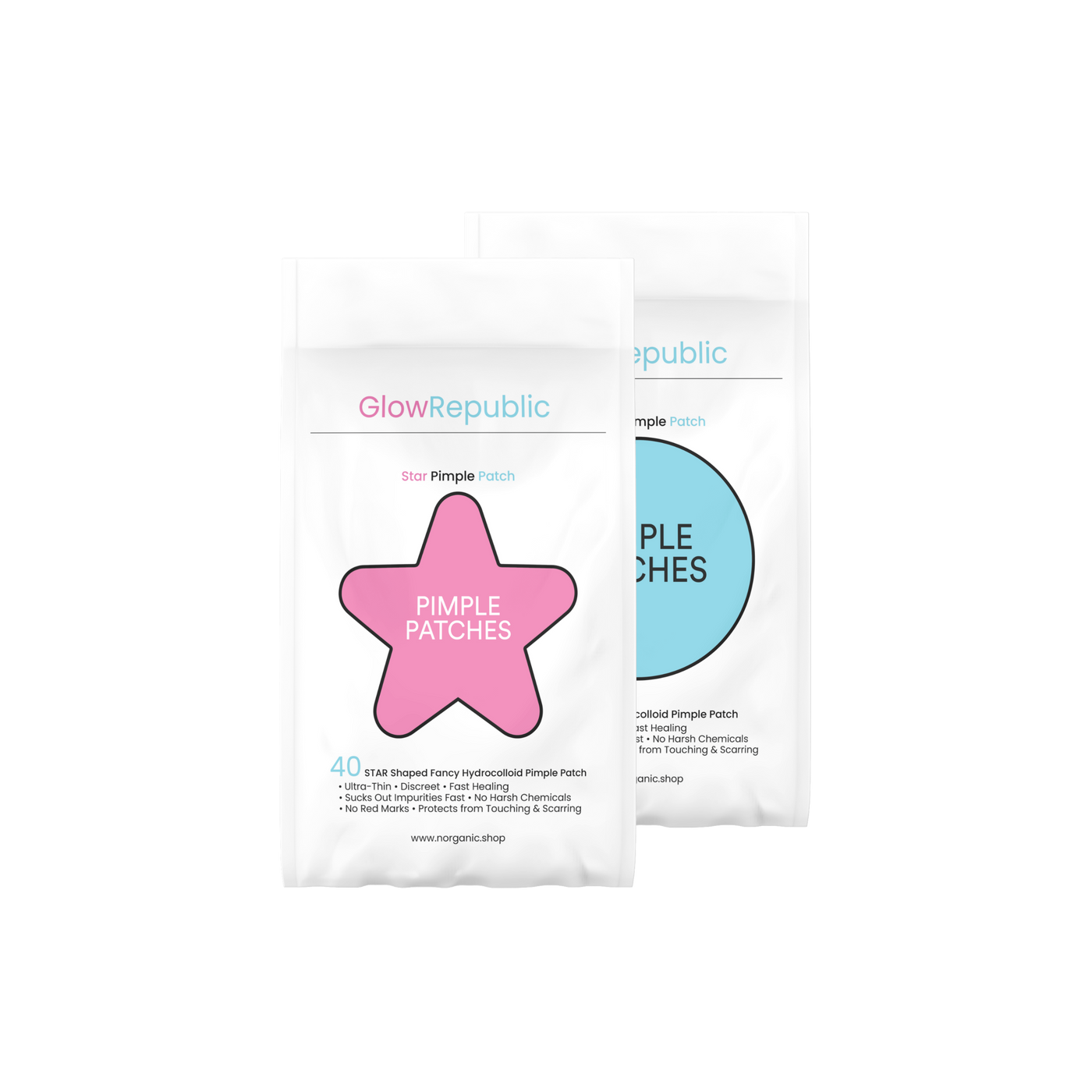 GlowRepublic Pimple Patches – Invisible & Star-Shaped Hydrocolloid Acne Stickers